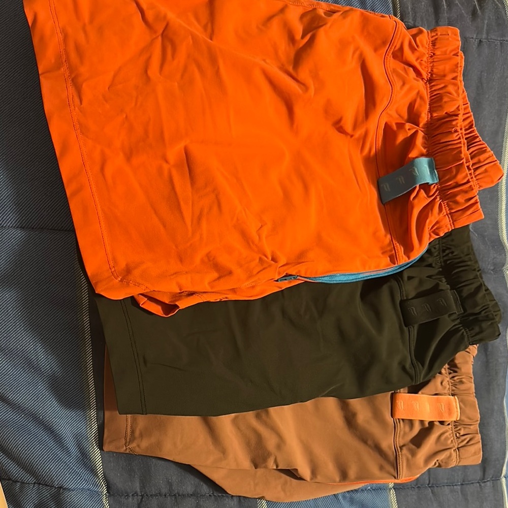 Men's Fabletics Multi-Pack Shorts 5in, Lined, Medium - Orange, Black, Mauve